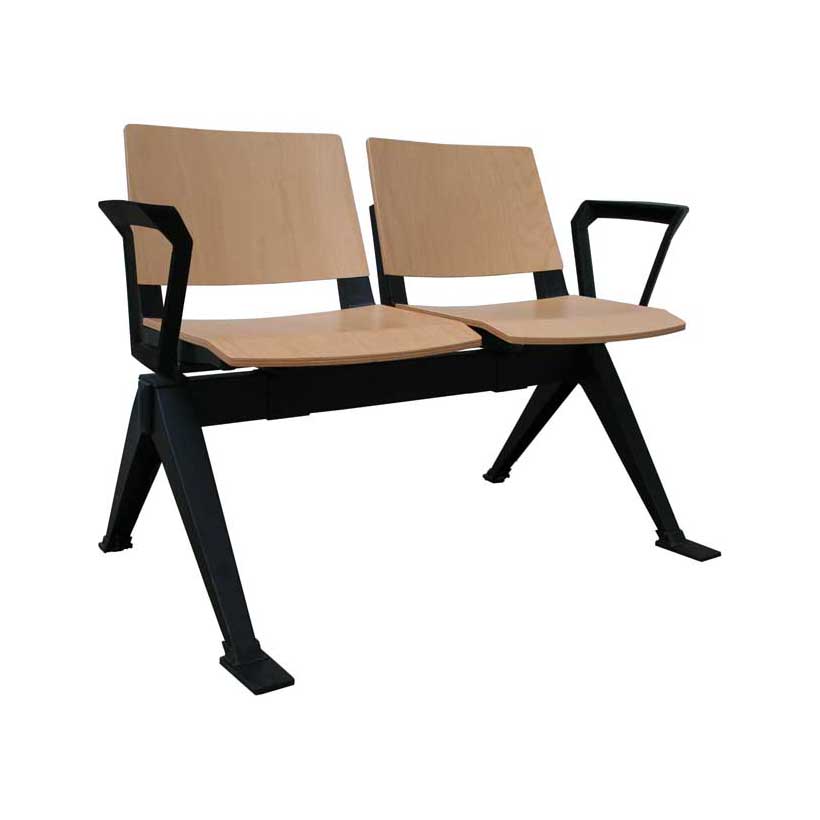 Medi-Beam Double Seating with Arms (2 Seats/Wooden) | HCE