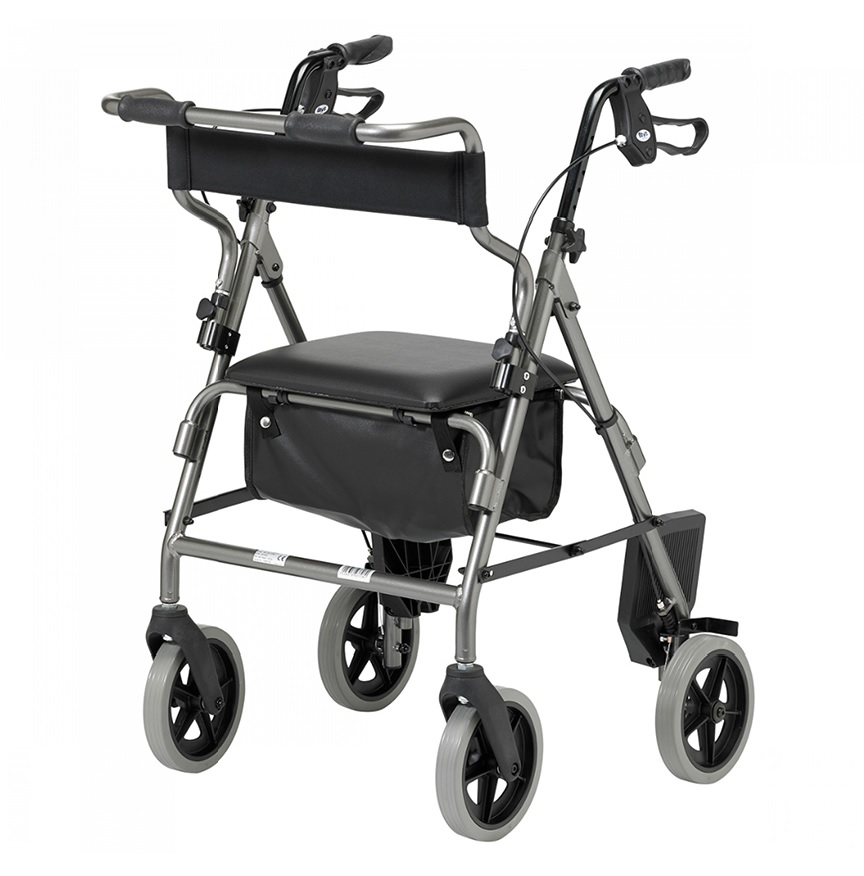 Rollator & Transit Chair Combination - Silver | HCE