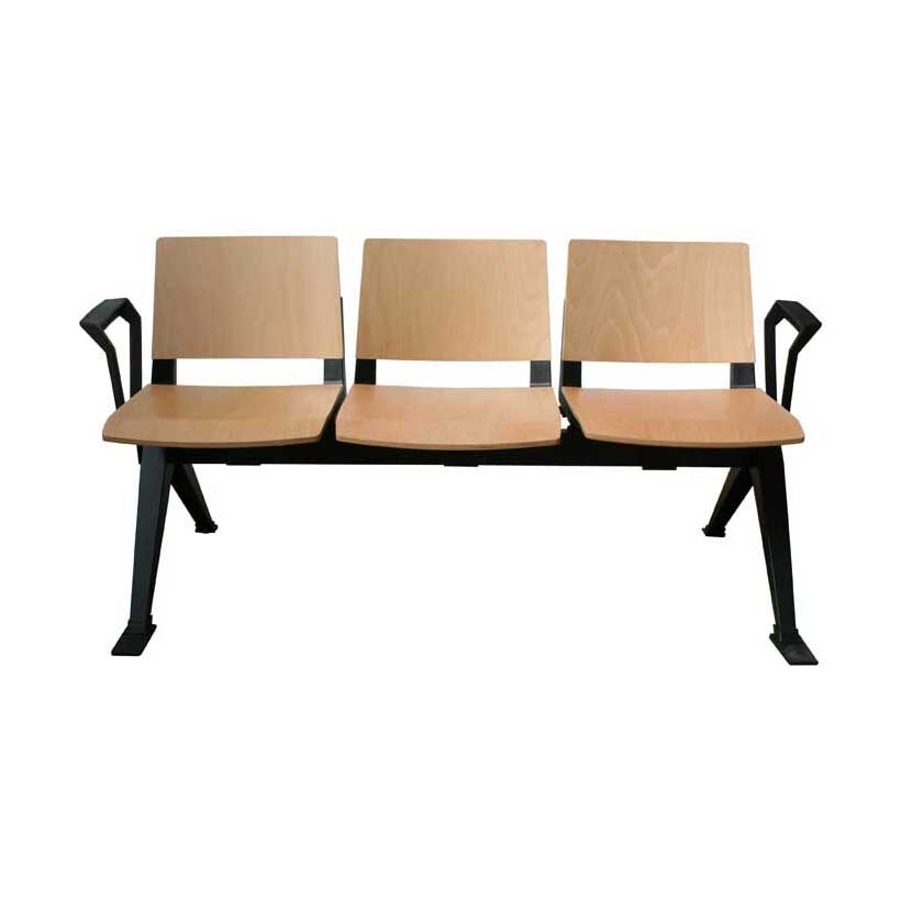 Medi-Beam Triple Seating with Arms (3 Seats/Wooden) | HCE