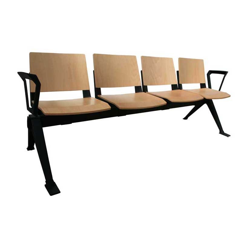 Medi-beam Quad Seating With Arms (4 Seats Wooden) 